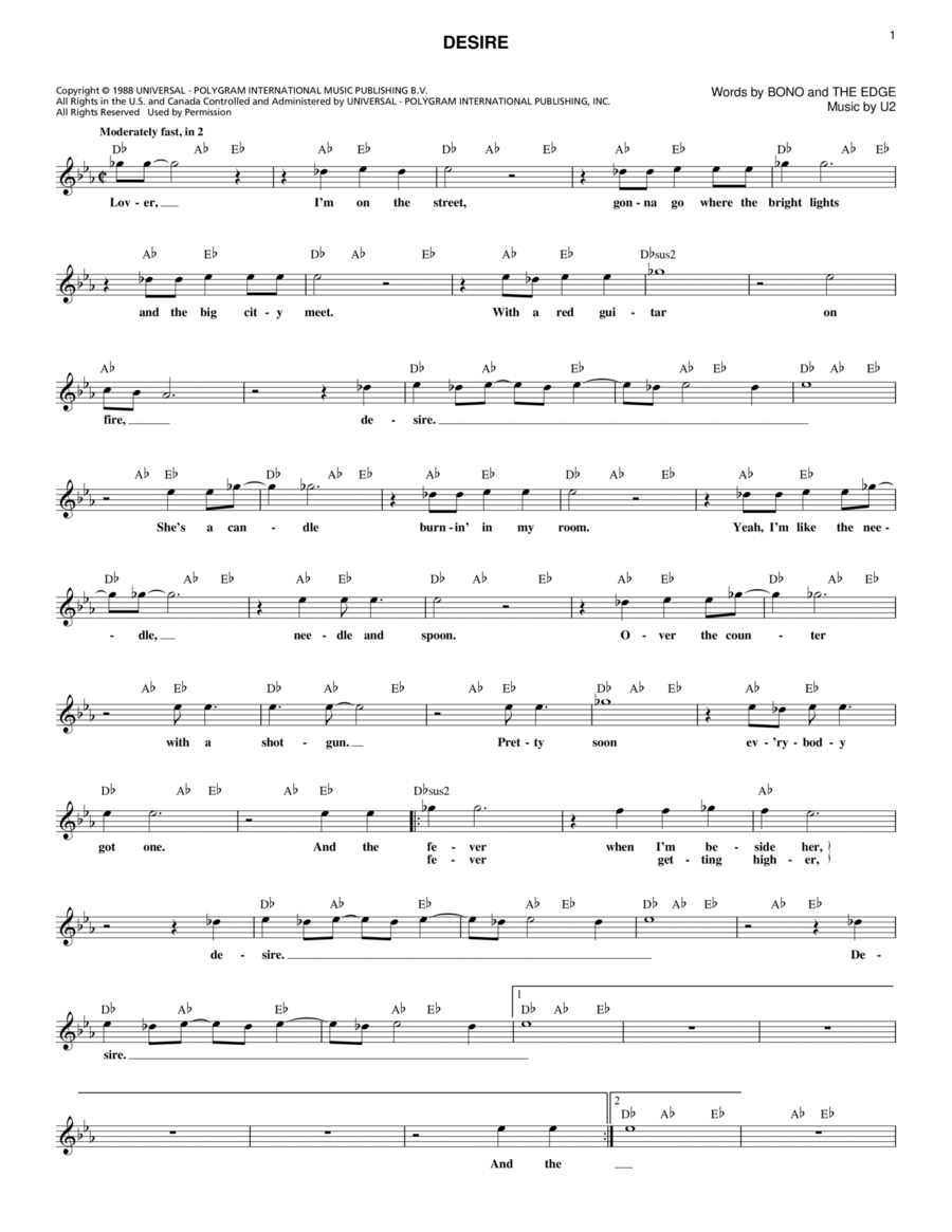 Desire Desire Piano scores gallery preview page 1