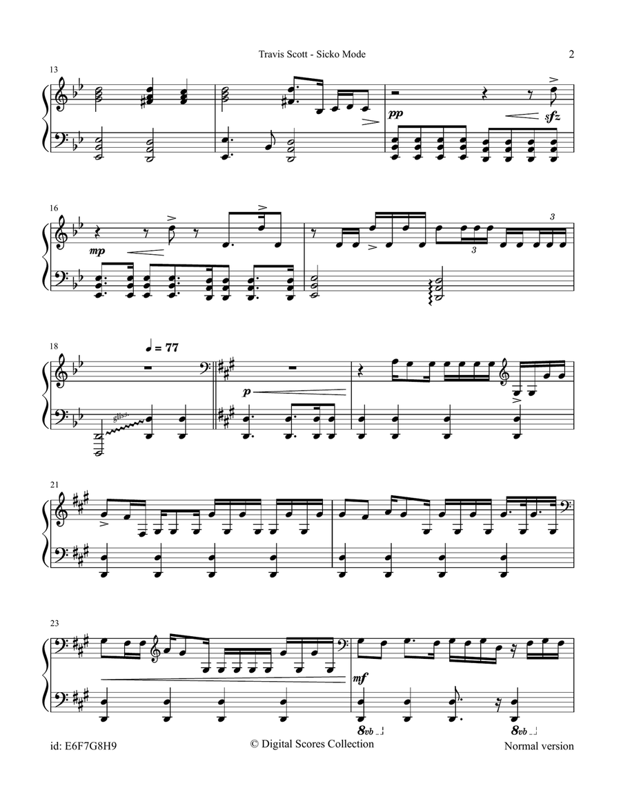 Sicko Mode Piano Solo scores gallery preview page 2