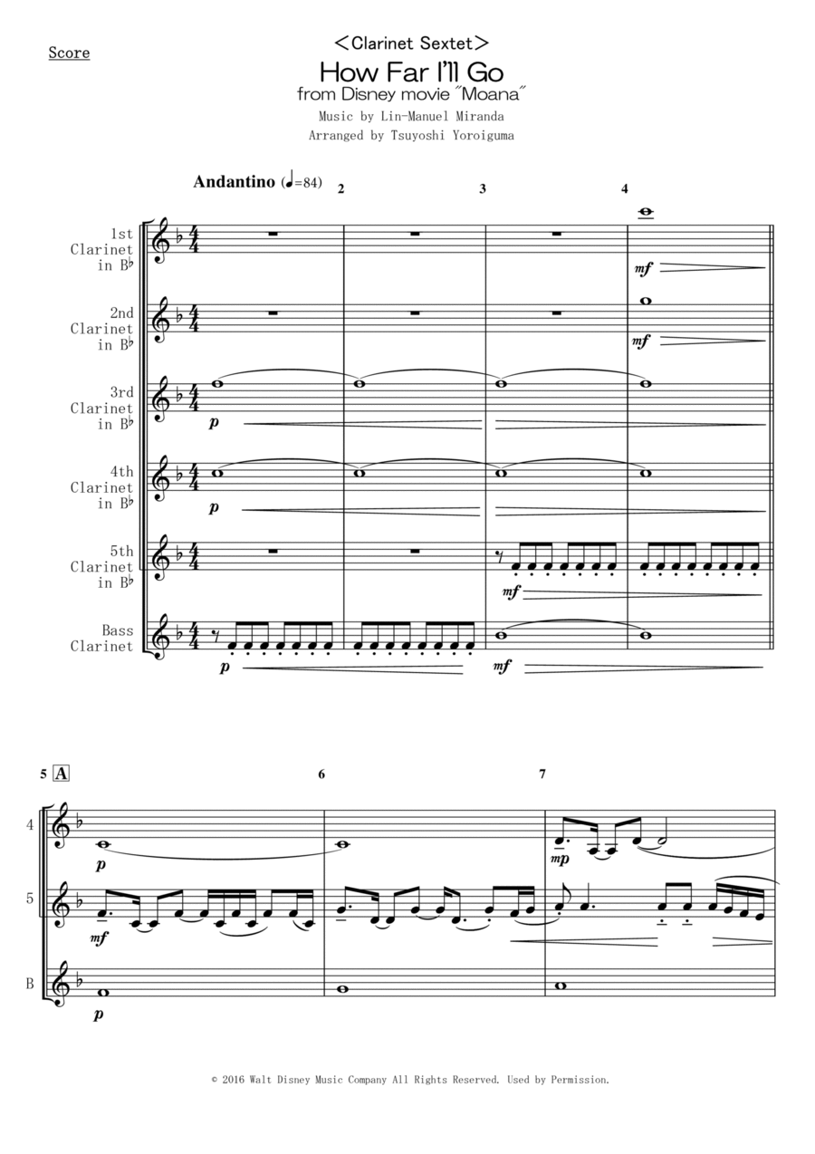 How Far I'll Go How Far I'll Go Woodwind Ensemble scores gallery preview page 1