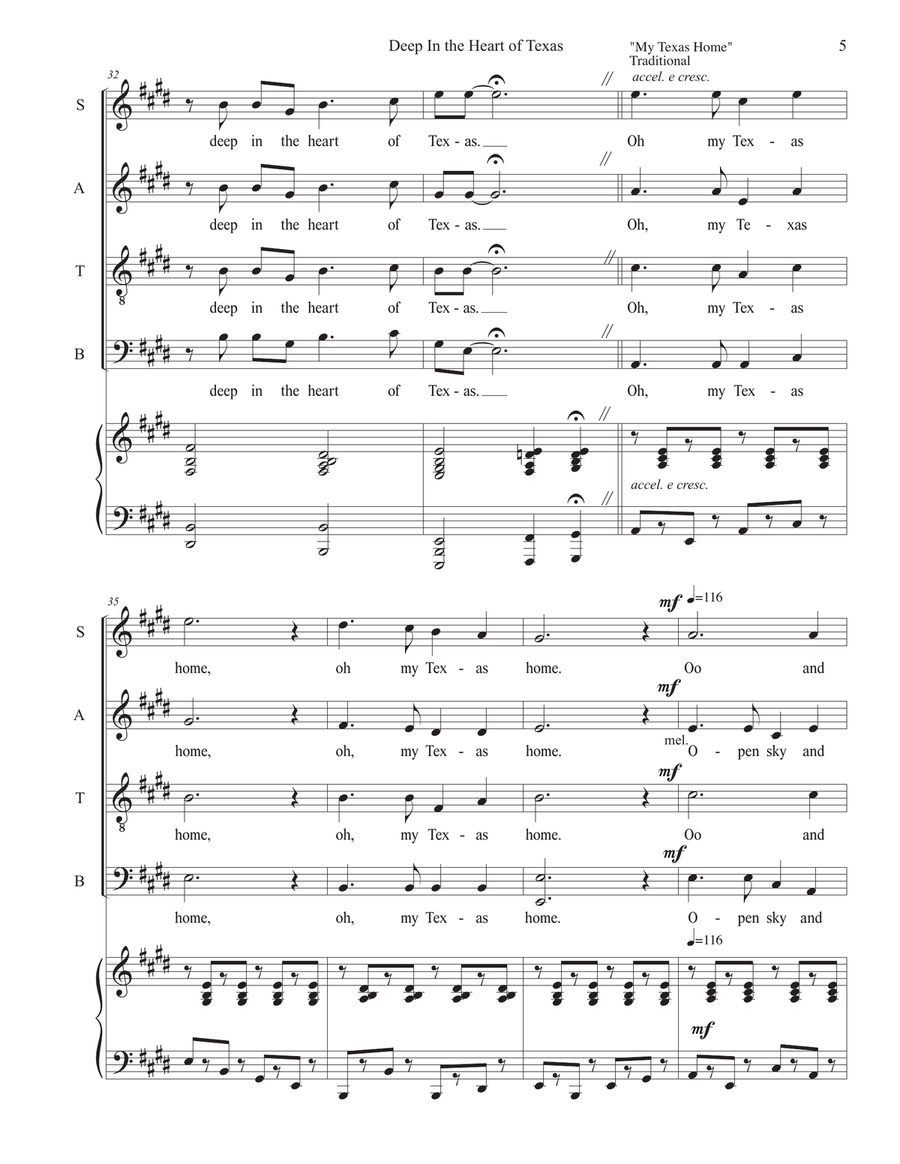 Deep In The Heart Of Texas 4-Part scores gallery preview page 6