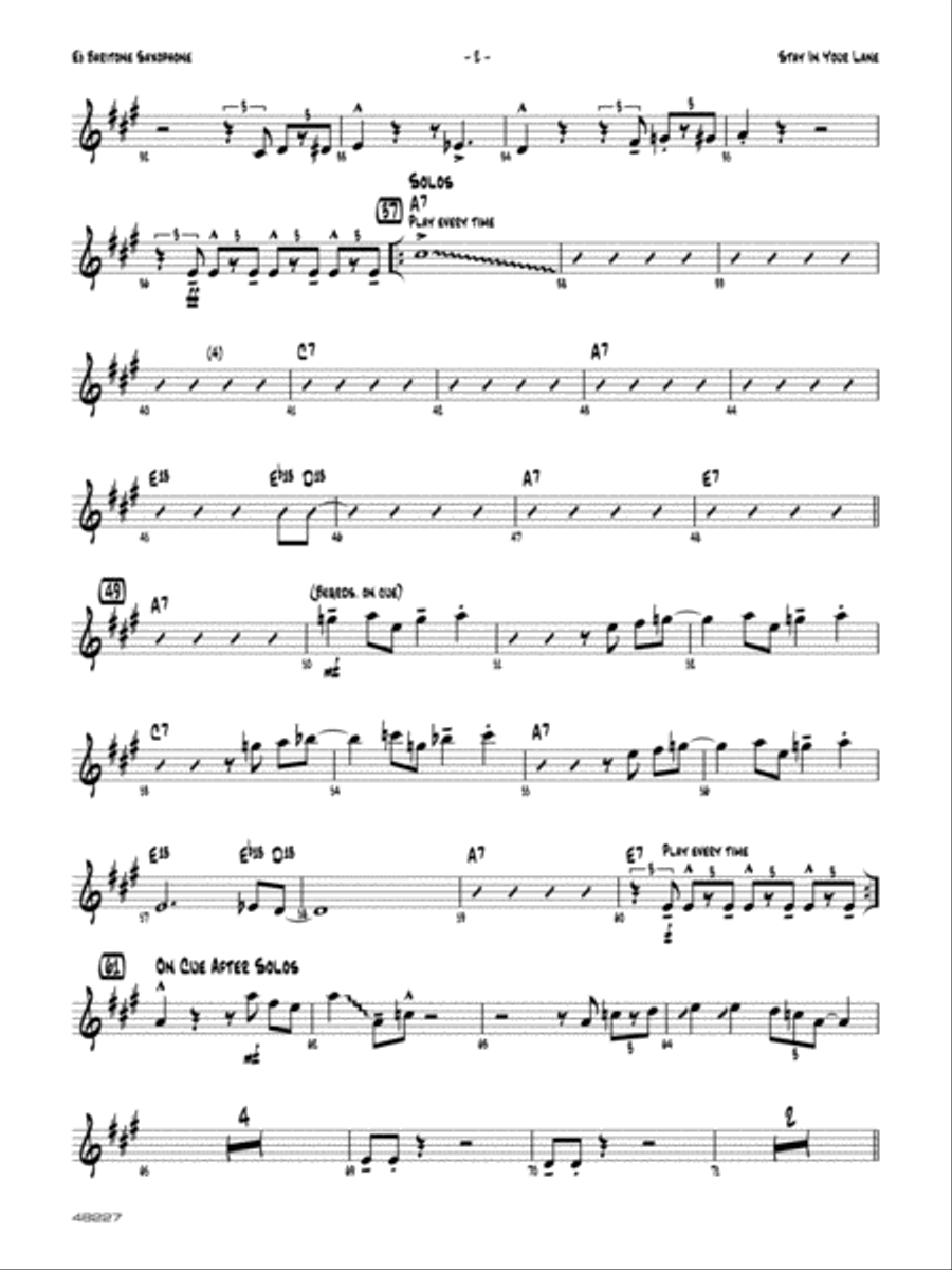 Stay in Your Lane: E-flat Baritone Saxophone Jazz Ensemble scores gallery preview page 2