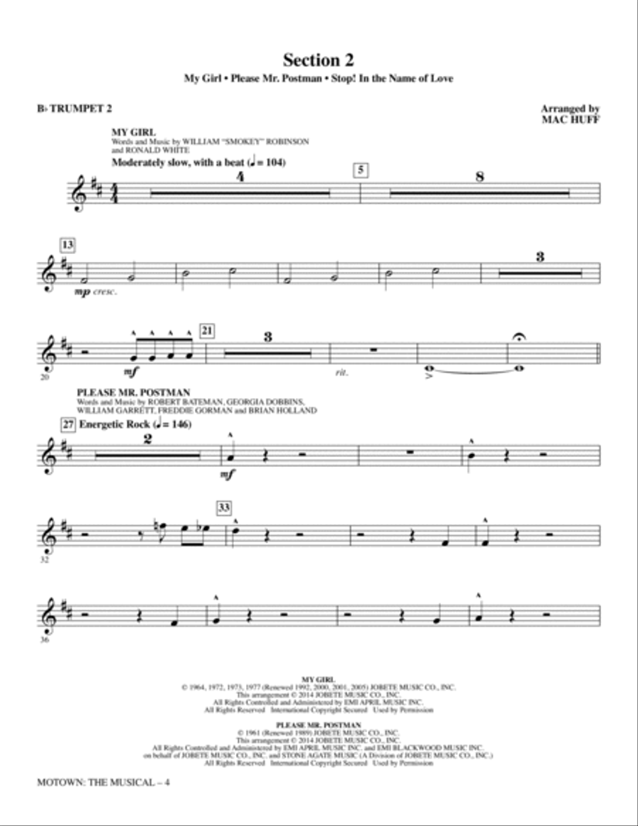 Motown: The Musical (Choral Highlights) - Trumpet 2 Choir scores gallery preview page 4