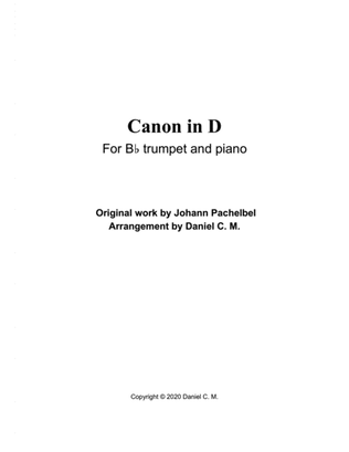Book cover for Canon in D for Bb trumpet and piano