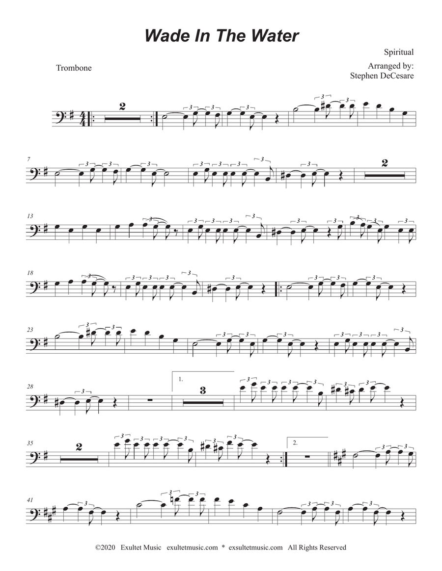 Wade In The Water (for Trombone solo and Piano) Piano scores gallery preview page 6