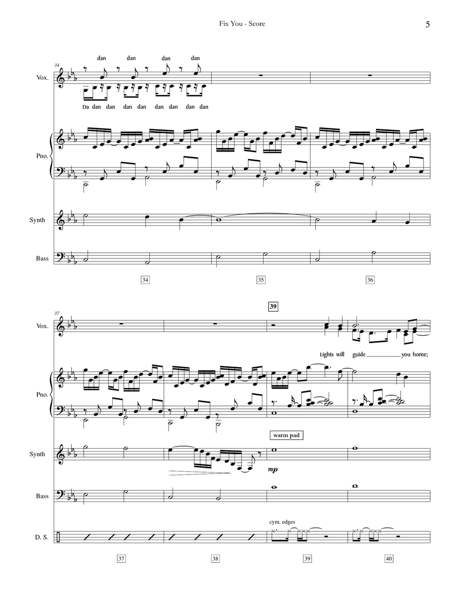 Fix You 4-Part scores gallery preview page 5
