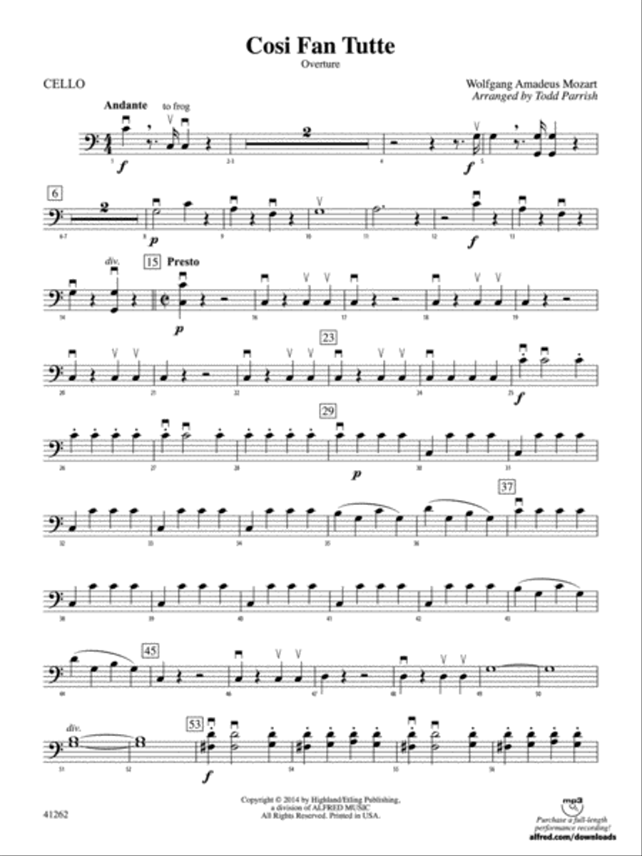 Cosi Fan Tutte: Cello