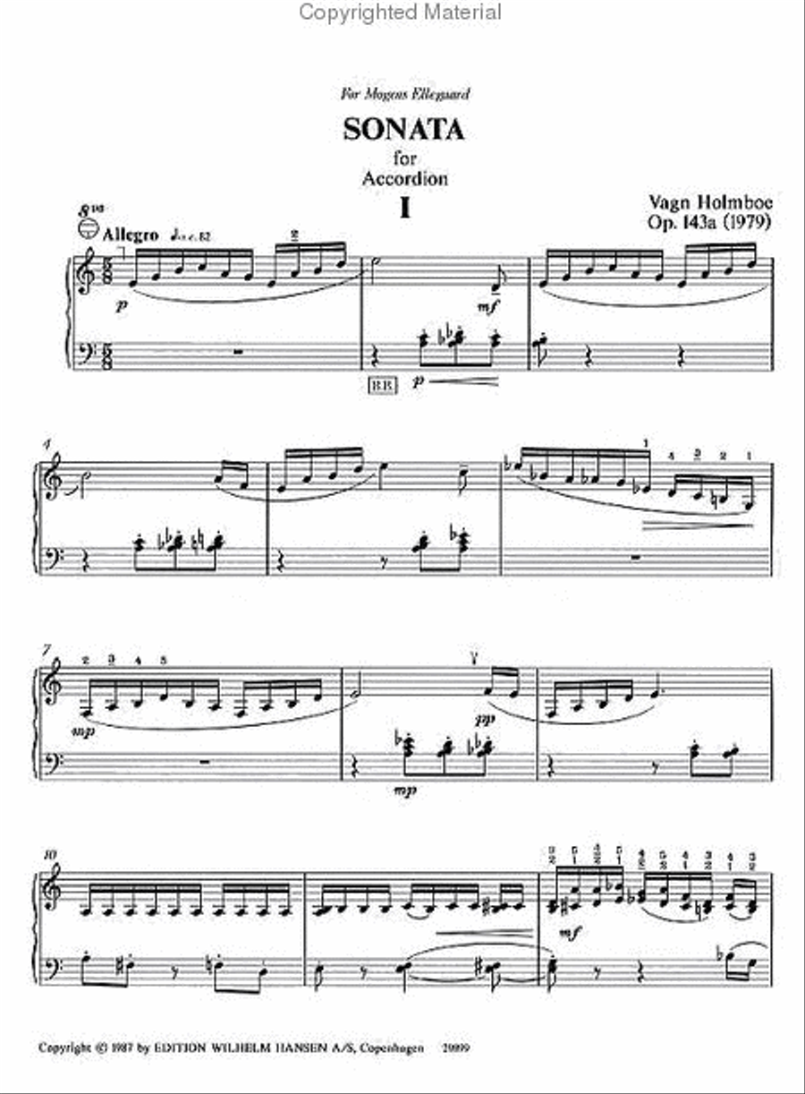 Vagn Holmboe: Sonata For Accordion Op.143a Accordion scores gallery preview page 2