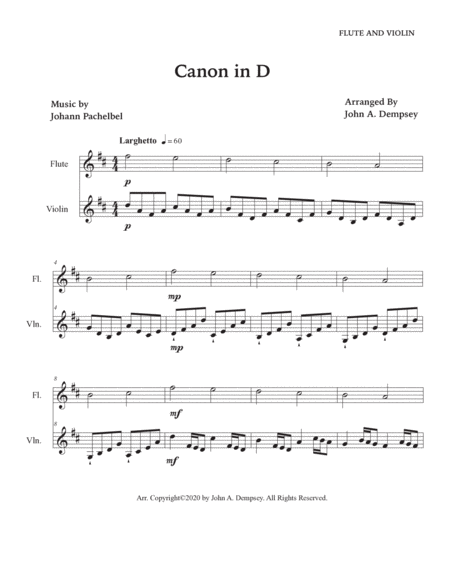 Canon in D (Duet for Flute and Violin) image number null