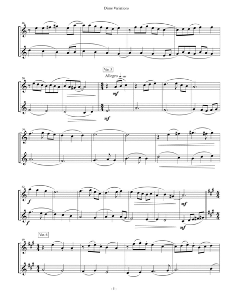 Dime Variations - Saxophone Duet Woodwind Duet scores gallery preview page 5