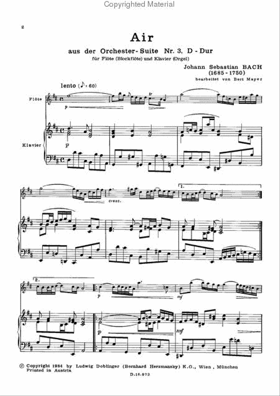 Air D-Dur Easy Piano scores gallery preview page 2