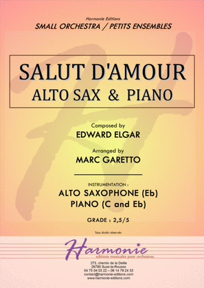 Book cover for Salut d'Amour - LiebesGruss - EDWARD ELGAR - ALTO SAXOPHONE and PIANO - Arrangement by Marc GARETTO