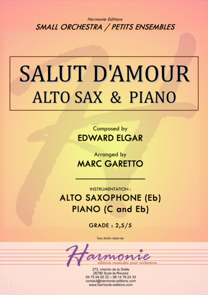 Salut d'Amour - LiebesGruss - EDWARD ELGAR - ALTO SAXOPHONE and PIANO - Arrangement by Marc GARETTO image number null