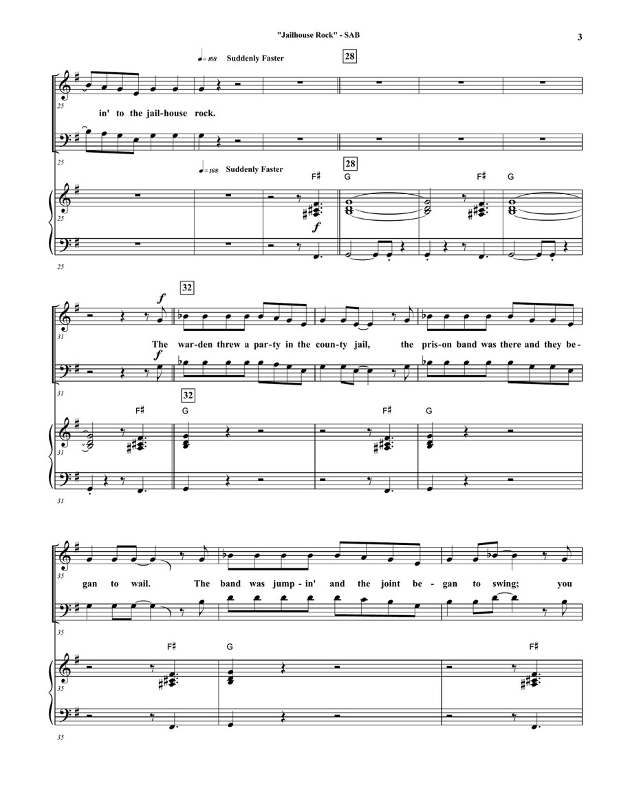 Jailhouse Rock 3-Part scores gallery preview page 3