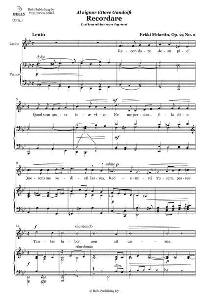 Recordare, Op. 24 No. 2 (Original key. B-flat Major)