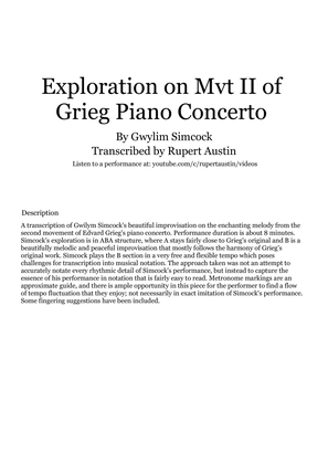 Exploration on Mvt II of Grieg Piano Concerto (solo piano)