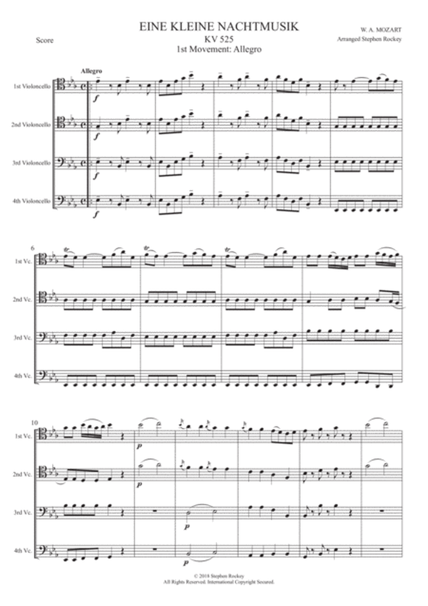 Eine Kleine Nacht Musik 1st Movement Allegro for Violincello Quartet image number null