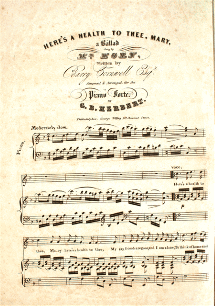 Here's a Health to Thee, Mary. A Ballad Voice scores gallery preview page 1