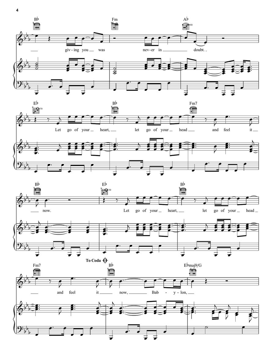 Babylon Piano, Vocal, Guitar scores gallery preview page 4