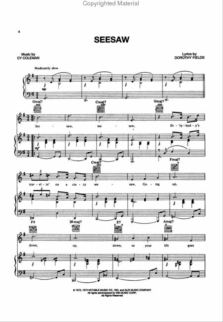 Seesaw (Vocal Selections) Piano, Vocal, Guitar scores gallery preview page 2