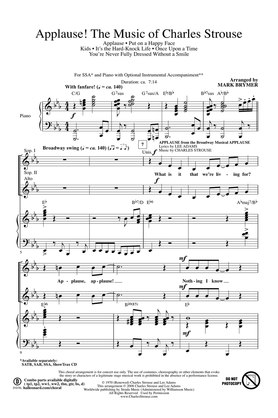 Applause! - The Music of Charles Strouse SSA scores gallery preview page 1