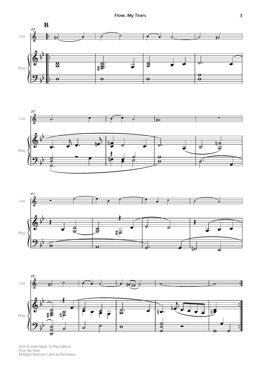 Flow My Tears - Soprano Sax and Piano (Full Score and Parts) Soprano Saxophone scores gallery preview page 5