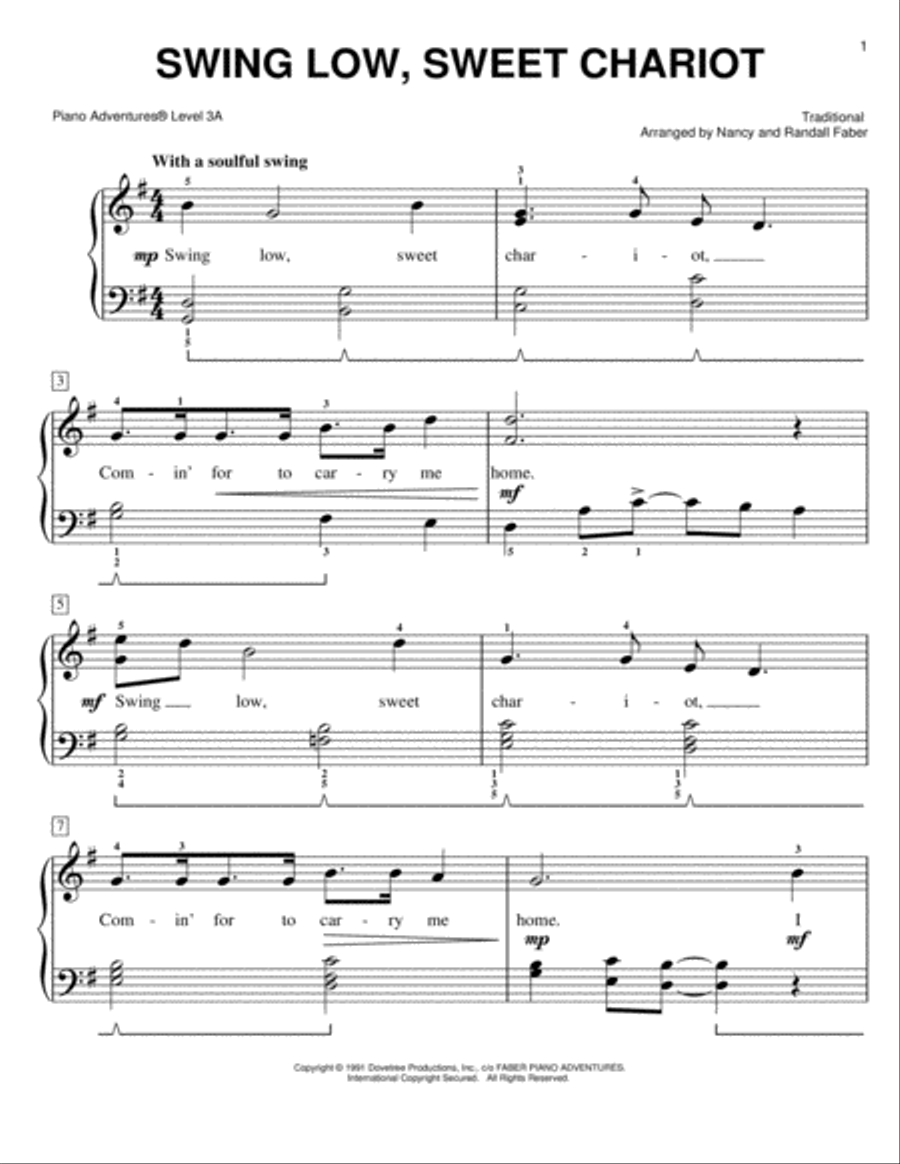 Swing Low, Sweet Chariot Piano Method scores gallery preview page 1