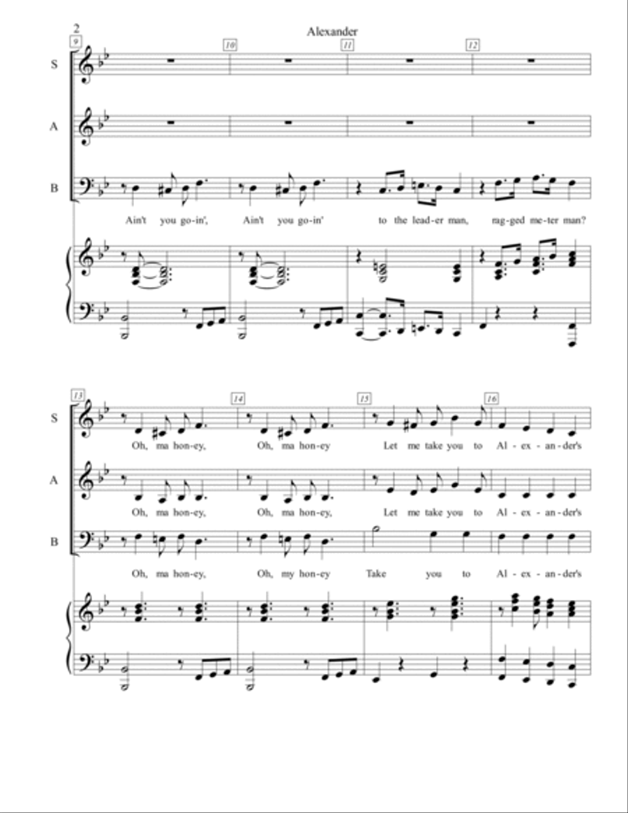 Alexander's Ragtime Band 3-Part scores gallery preview page 2