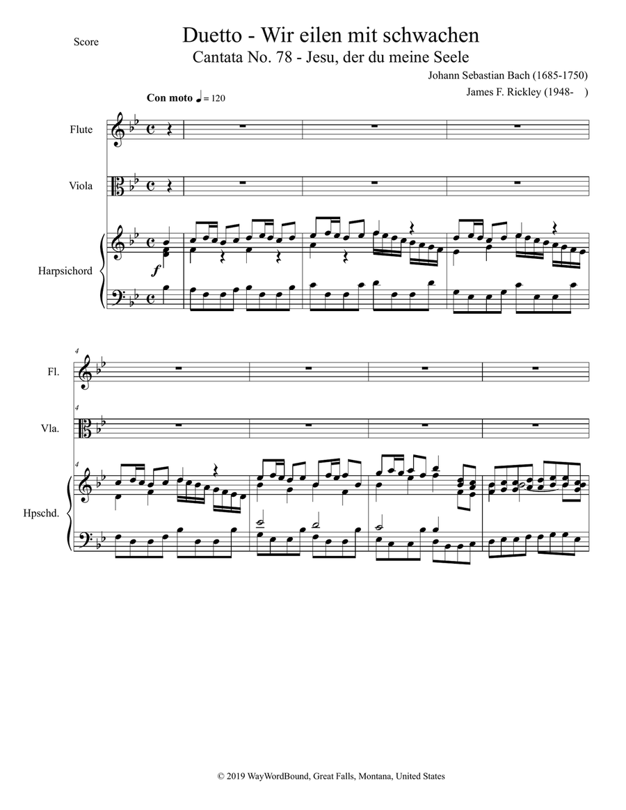 Duet from Cantata 78, Wir eilen mit schwachen (We hasten) Duet from Cantata 78, Wir eilen mit schwachen (We hasten) Small Ensemble scores gallery preview page 1