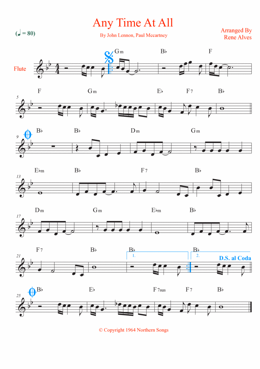Any Time At All Flute Solo scores gallery preview page 1