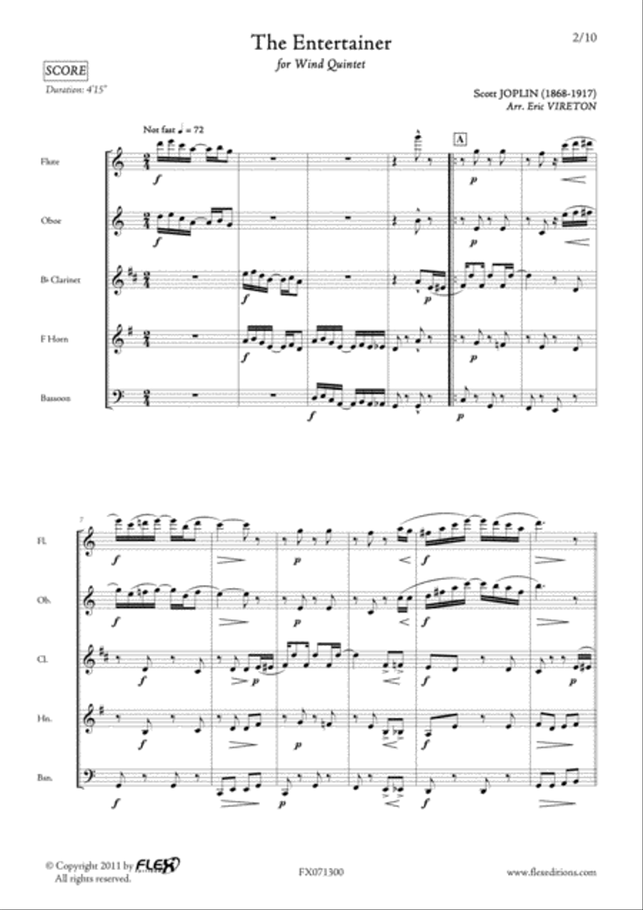 The Entertainer The Entertainer Woodwind Quintet scores gallery preview page 2