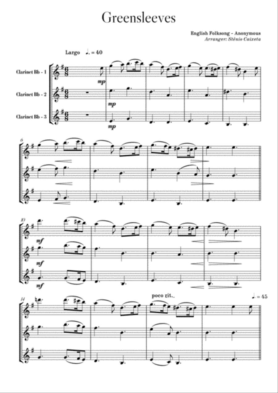 GREENSLEEVES Clarinet Solo scores gallery preview page 3