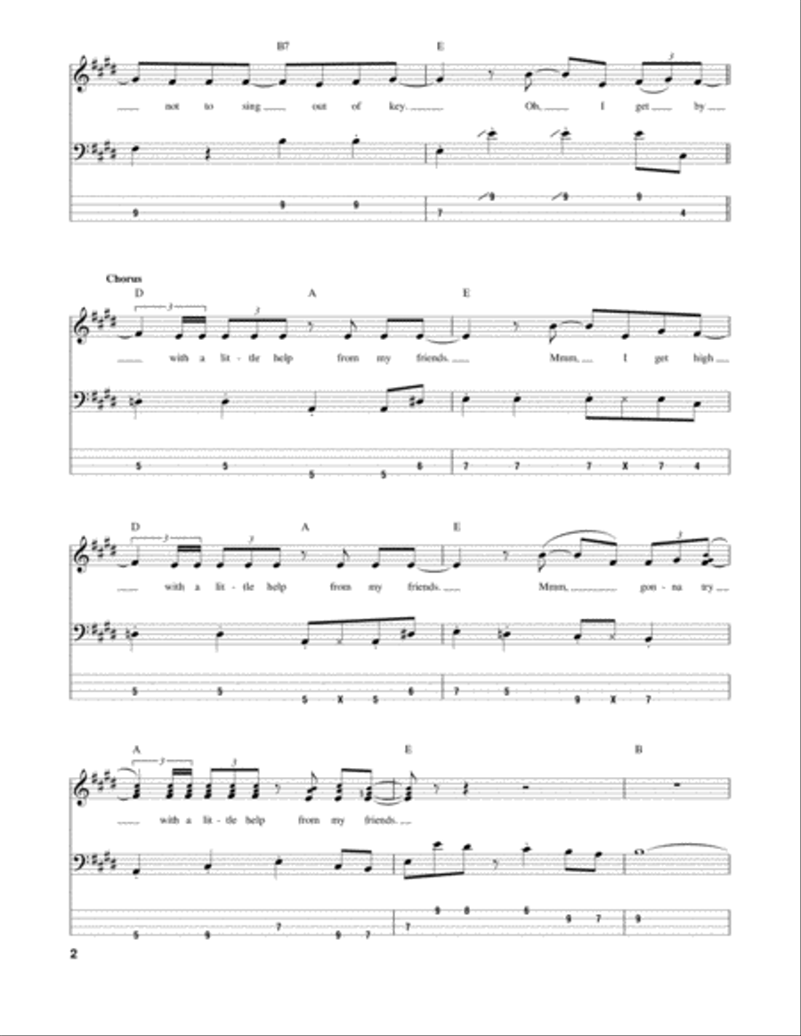 With A Little Help From My Friends Guitar Tablature scores gallery preview page 2