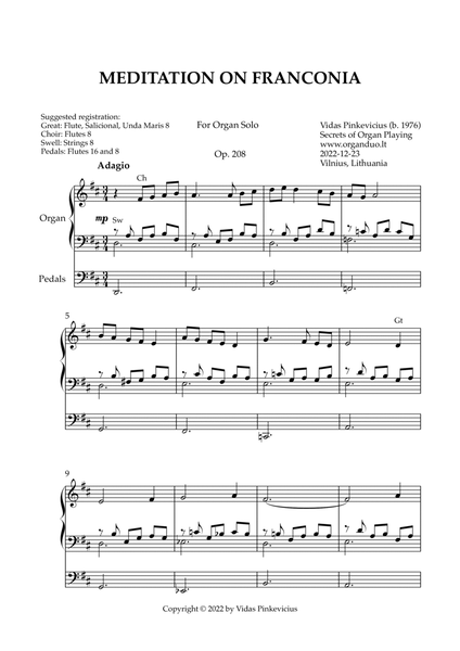 Meditation on Franconia, Op. 208 (Organ Solo) by Vidas Pinkevicius