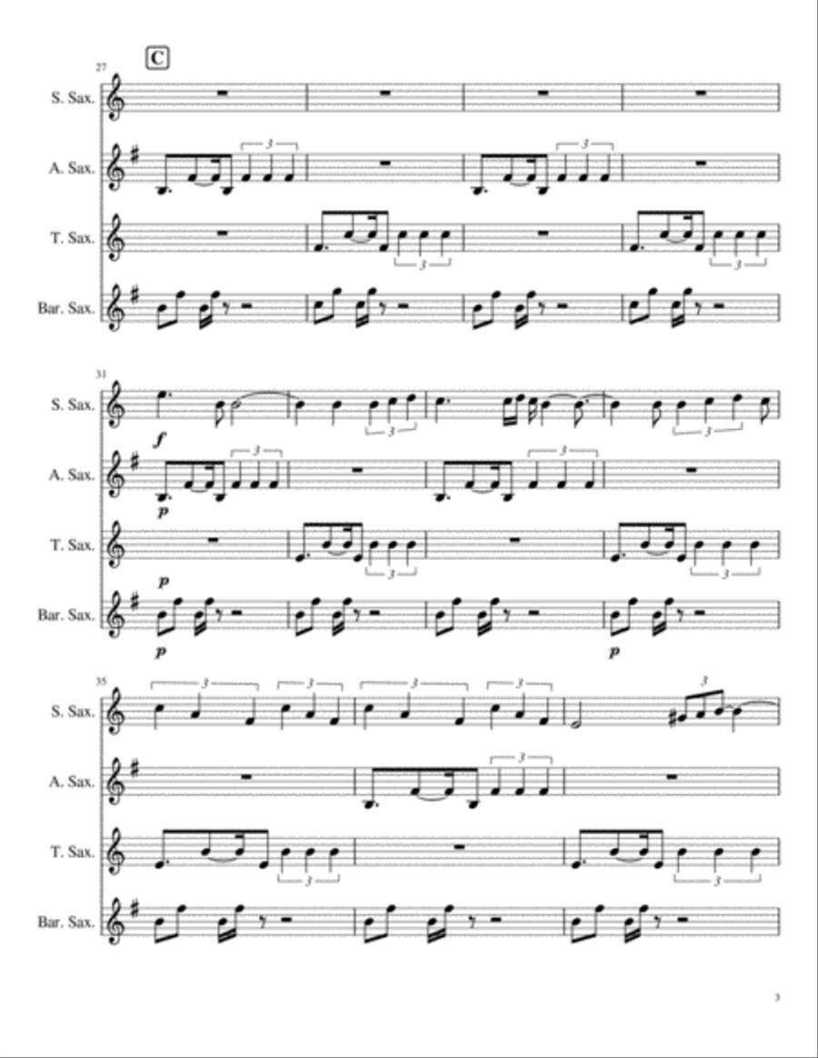 Tango Rosa Salvaje Woodwind Quartet scores gallery preview page 3