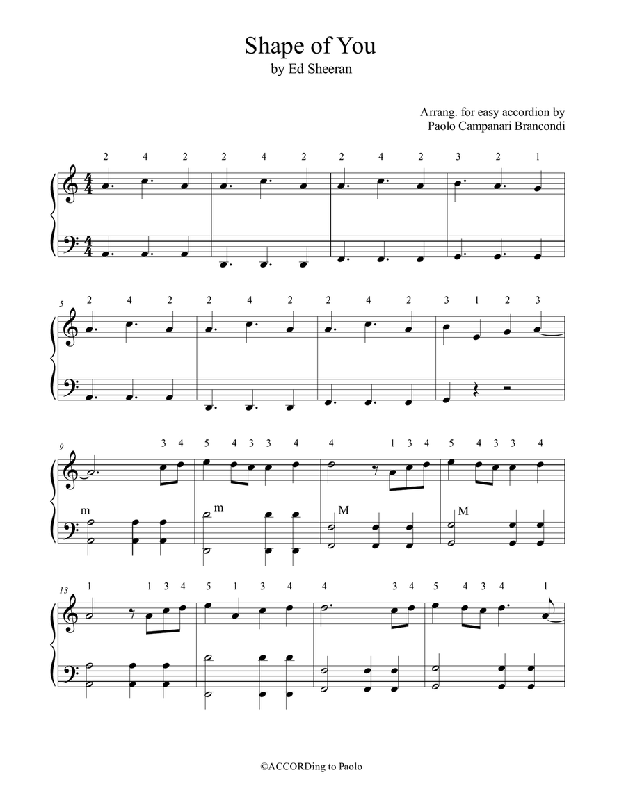 Shape Of You Accordion scores gallery preview page 1