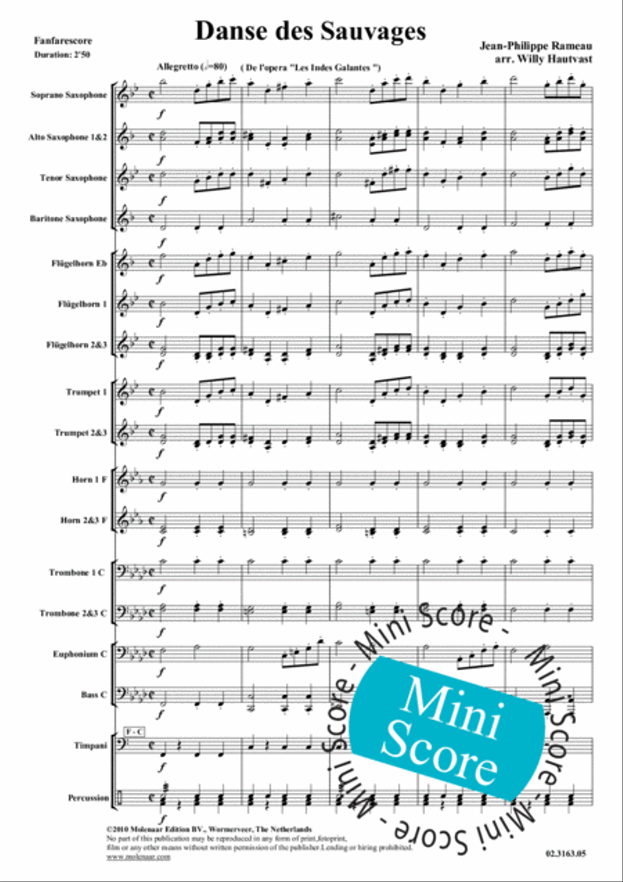 Danse des Sauvages Fanfare Band scores gallery preview page 7