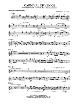 Carnival of Venice (Cornet (Trumpet) Solo with Band Accompaniment): 2nd E-flat Alto Saxophone