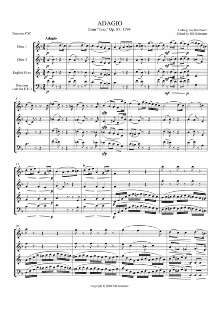 Adagio for Double Reed Trio, Op. 87 English Horn scores gallery preview page 1