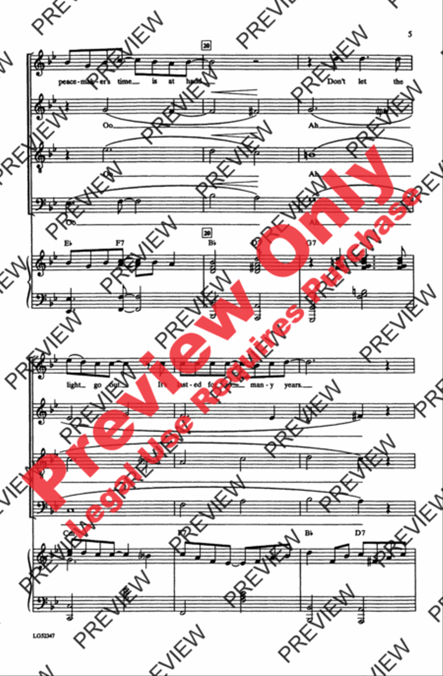 Light One Candle 4-Part scores gallery preview page 5