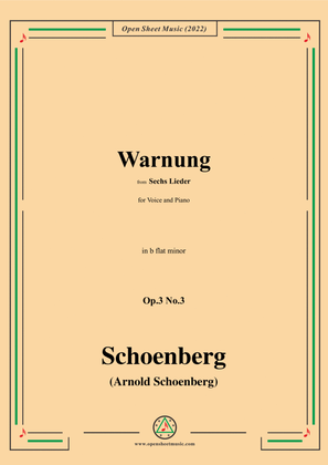 Book cover for Schoenberg-Warnung,in b flat minor,Op.3 No.3