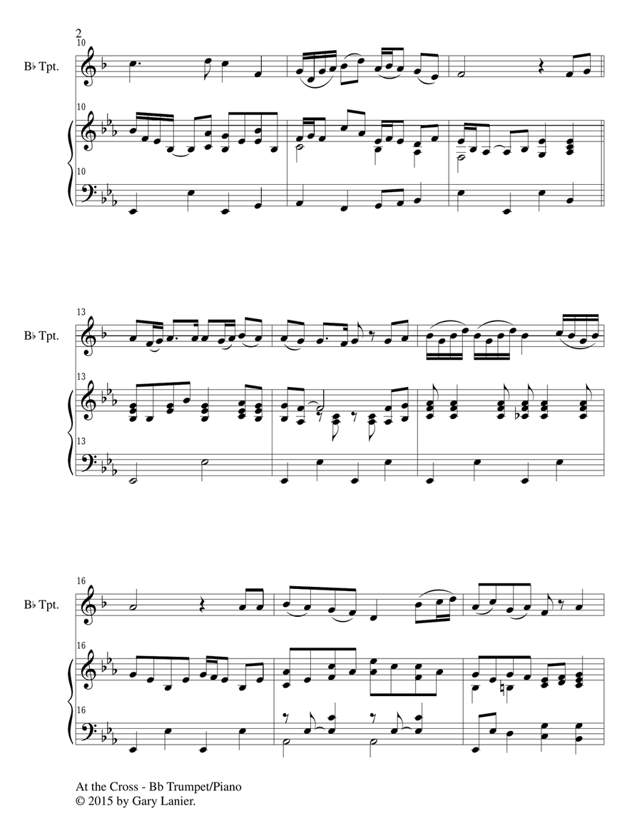AT THE CROSS (Duet – Bb Trumpet and Piano/Score and Parts) Trumpet Duet scores gallery preview page 3