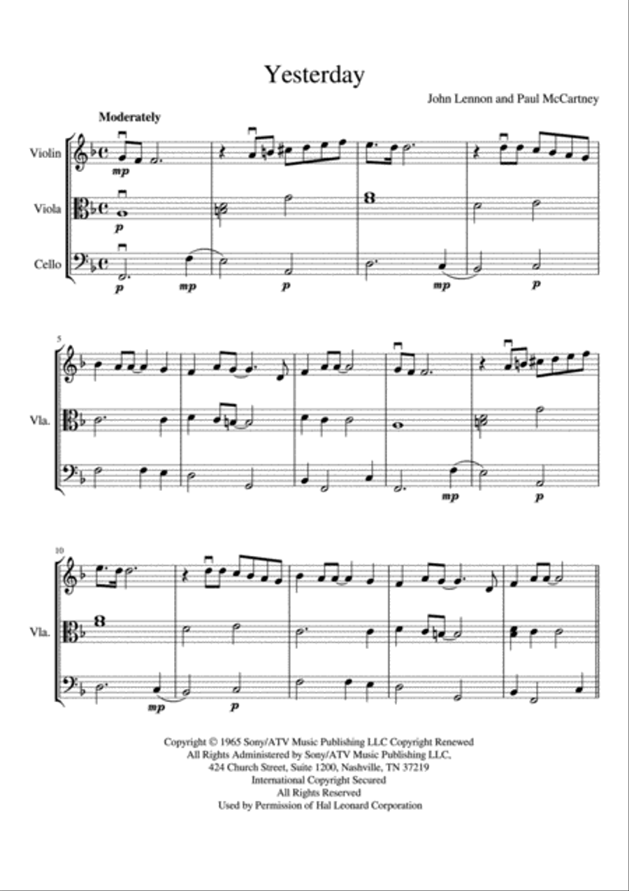 Yesterday Yesterday String Trio scores gallery preview page 2
