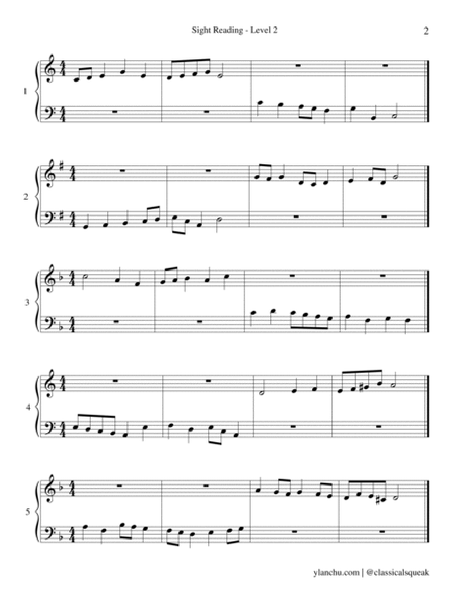 Sight Reading - Level 2 Piano (Digital PDF Download)
