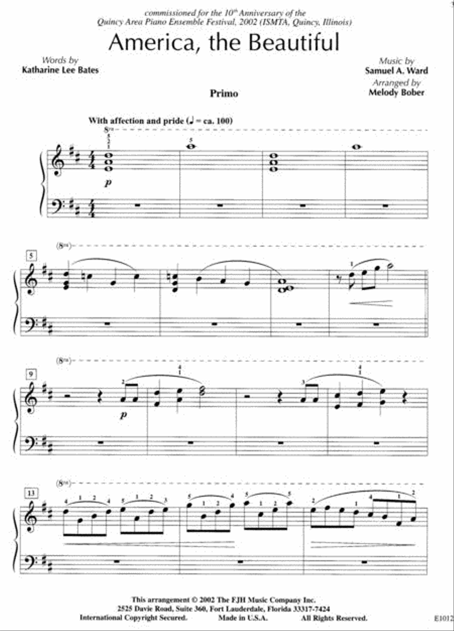 America, the Beautiful America, the Beautiful Piano Method scores gallery preview page 3