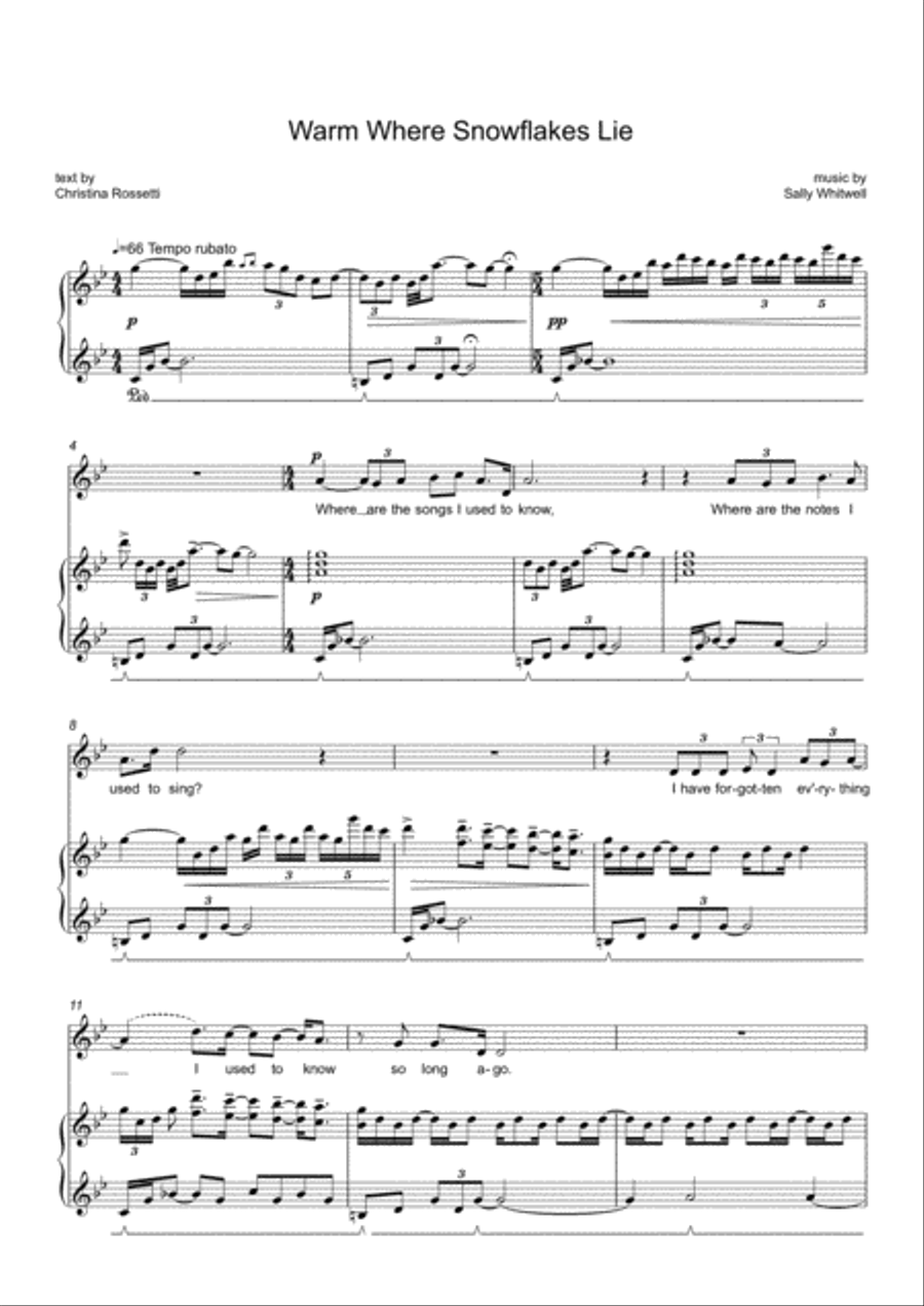 Warm Where Snowflakes Lie Soprano Voice scores gallery preview page 3