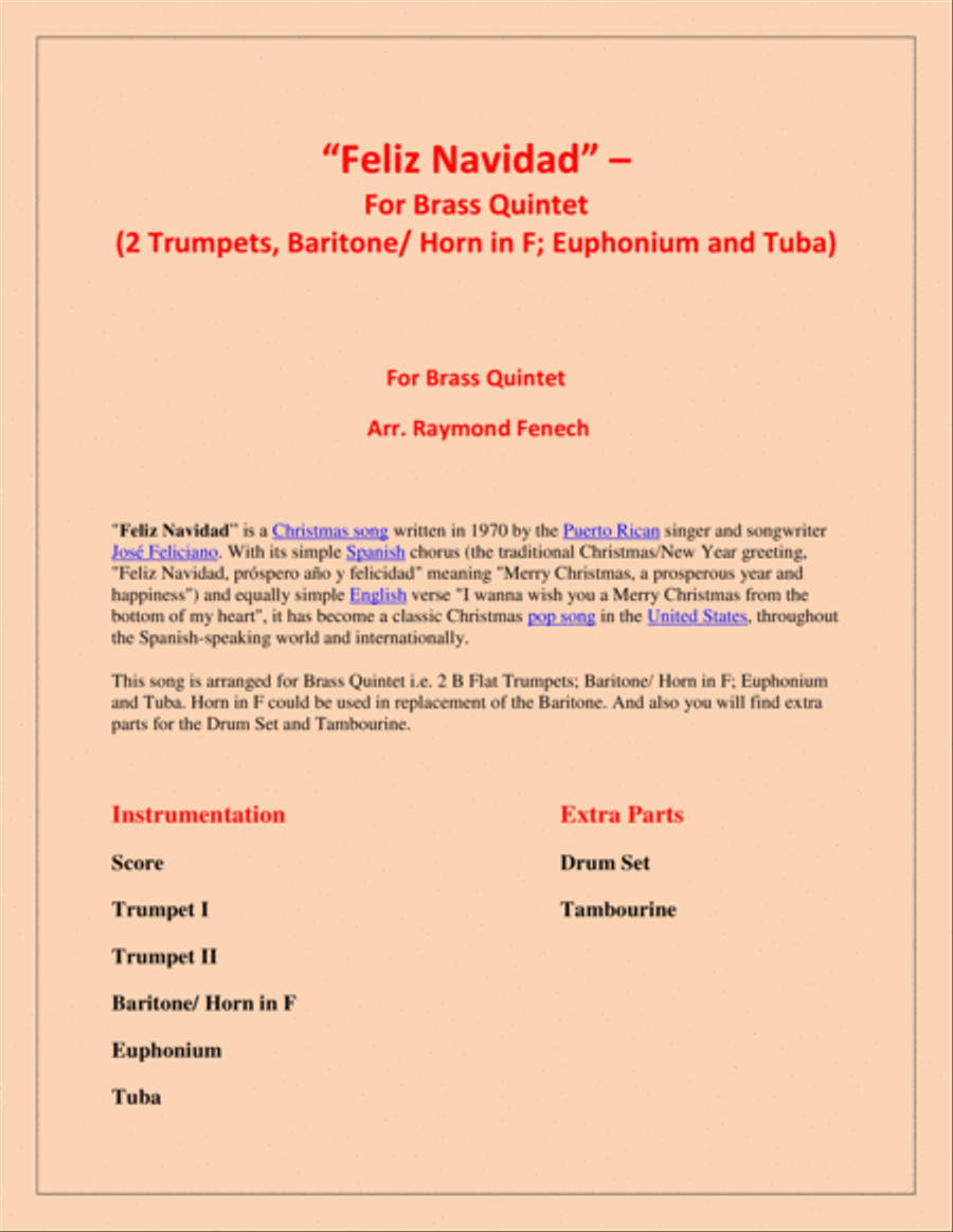 Feliz Navidad Brass Ensemble scores gallery preview page 2