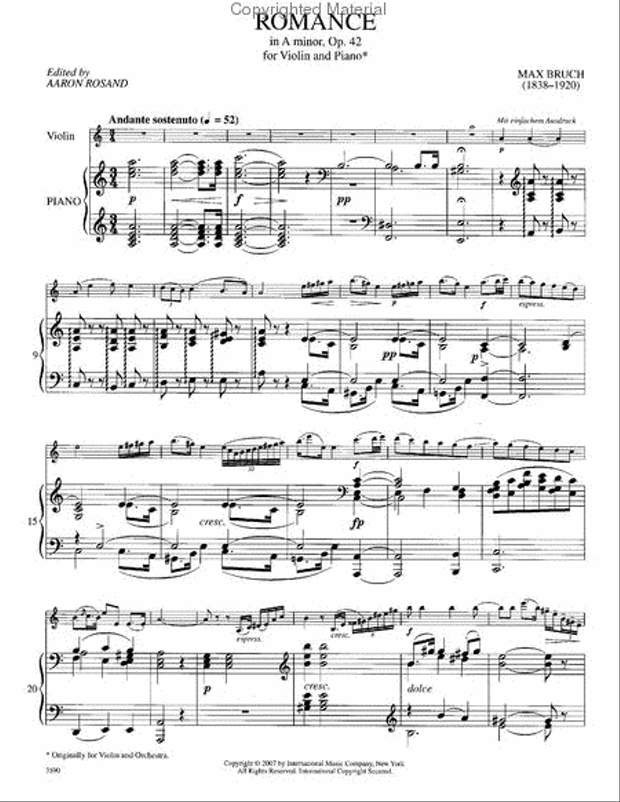 Romance In A Minor, Opus 42 Piano Accompaniment scores gallery preview page 2