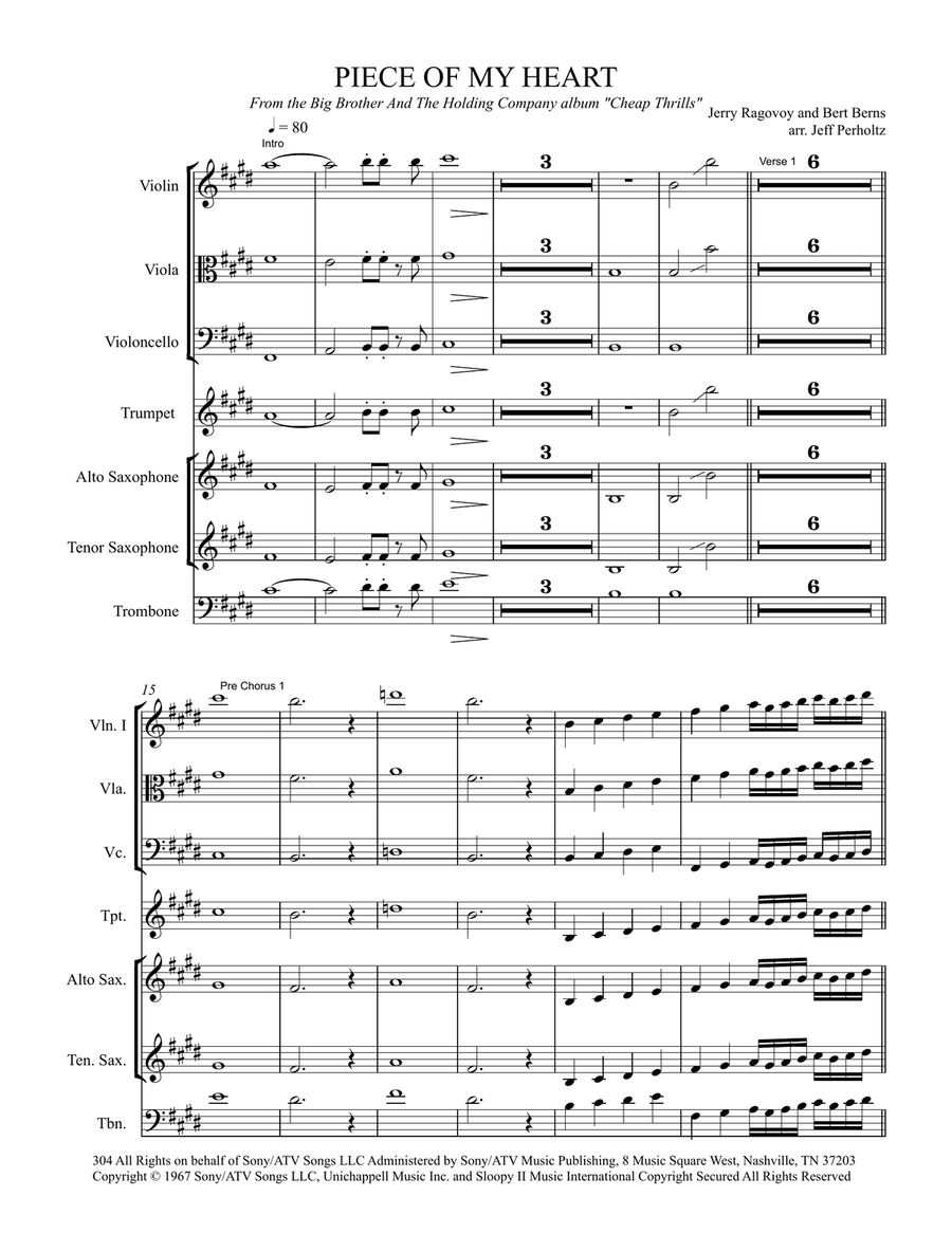 Piece Of My Heart Large Ensemble scores gallery preview page 1