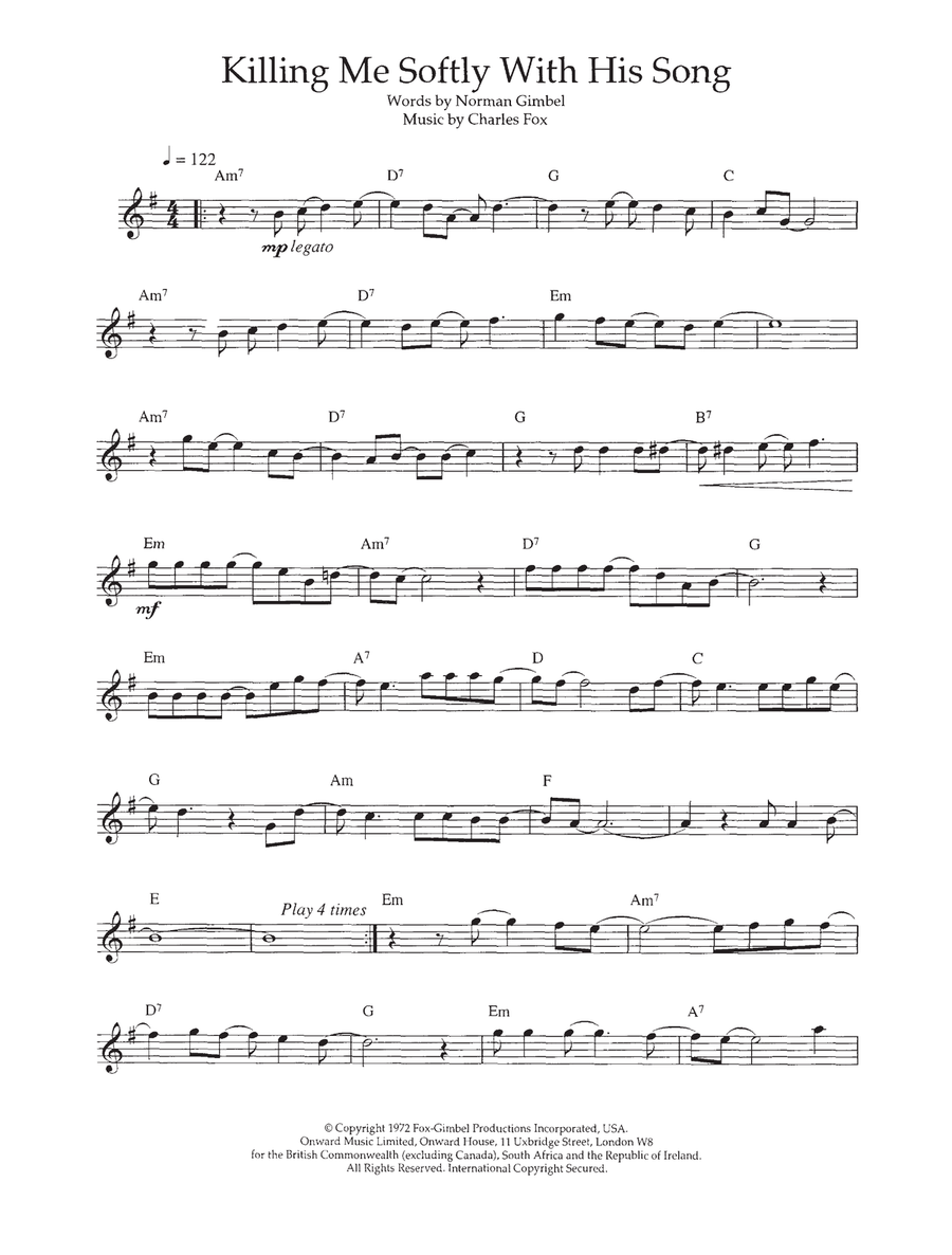 Killing Me Softly With His Song Flute Solo scores gallery preview page 1