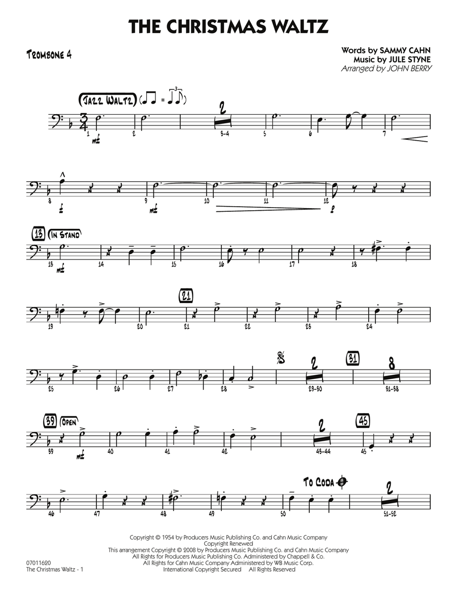 The Christmas Waltz - Trombone 4 Jazz Ensemble scores gallery preview page 1